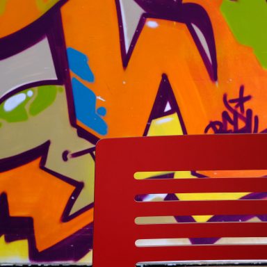 The coffee shop shop against the street art.